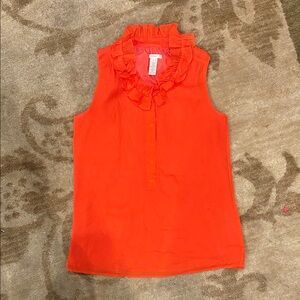 J. Crew orange red ruffle neck sleeveless blouse - Size 00